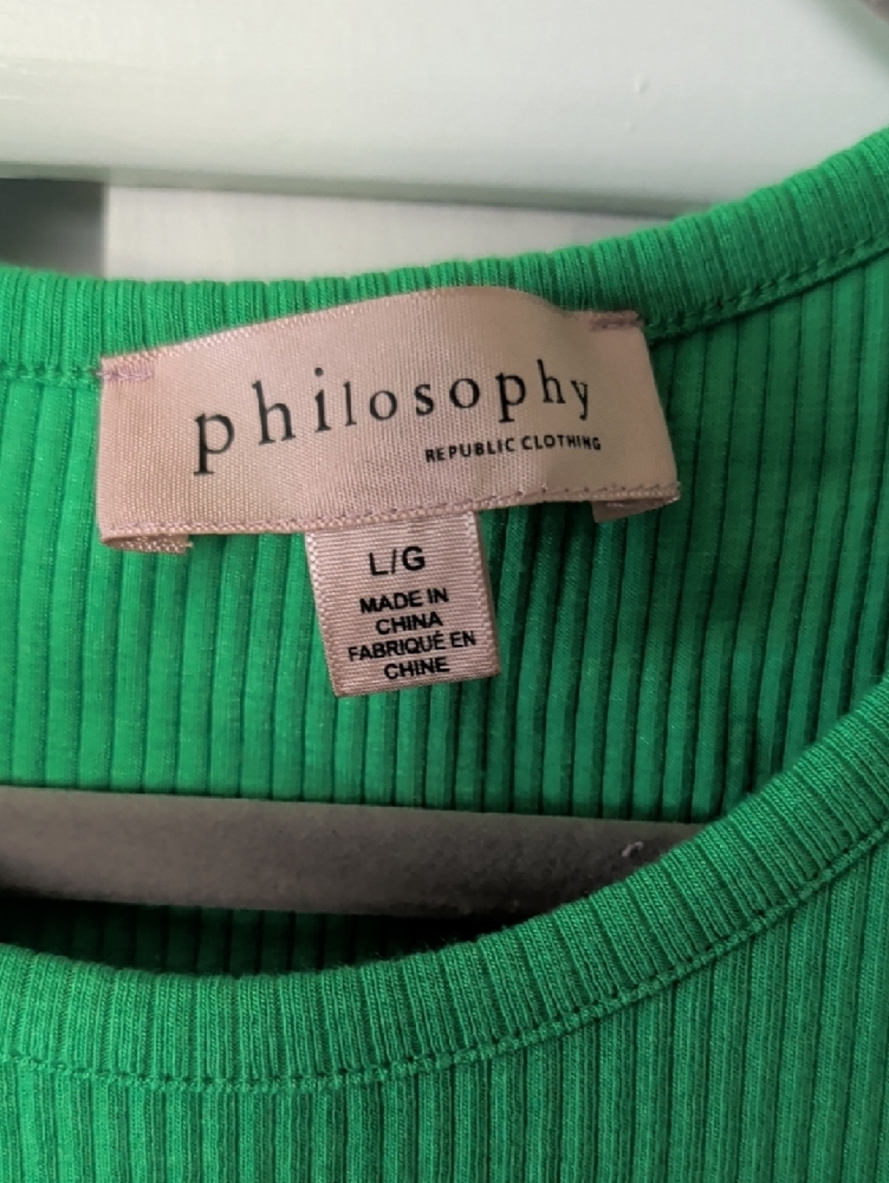 Philosophy Emerald Ribbed Ruffle-Sleeve Tank - Picture 2 of 5